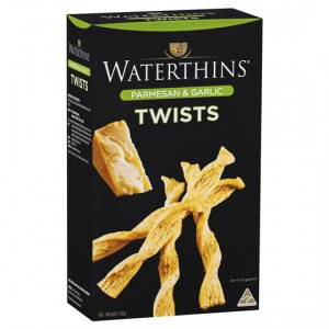 Waterthins Crispbread Parmesna & Garlic Twists