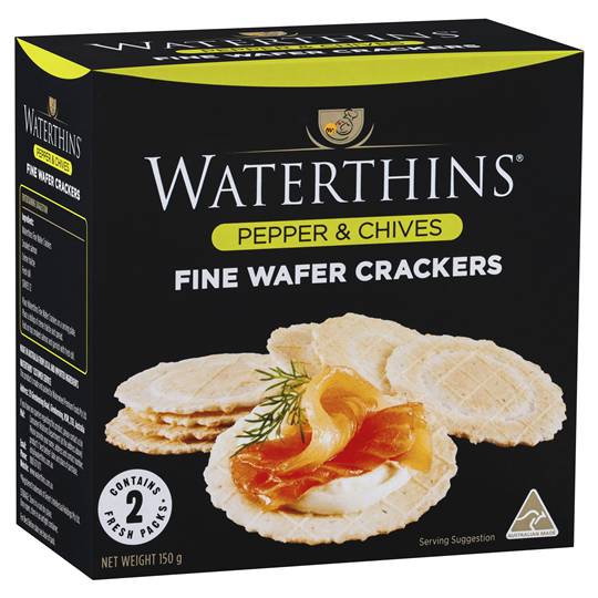 Waterthins Fine Wafer Cracker Pepper And Chives