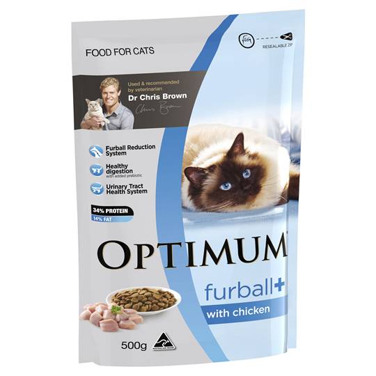 Optimum Adult Cat Food Furball With Real Chicken