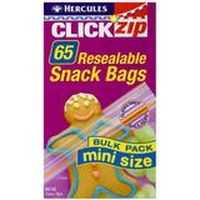 Hercules Click Zip Sandwich Bags Resealable Snack Size