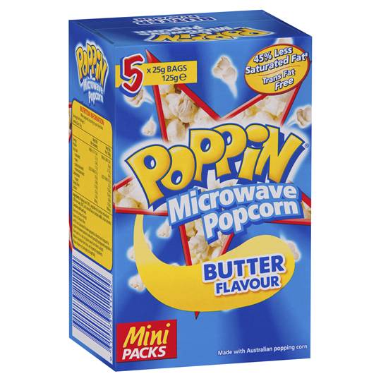 Poppin Microwave Popcorn Snack Packs Butter Flavour