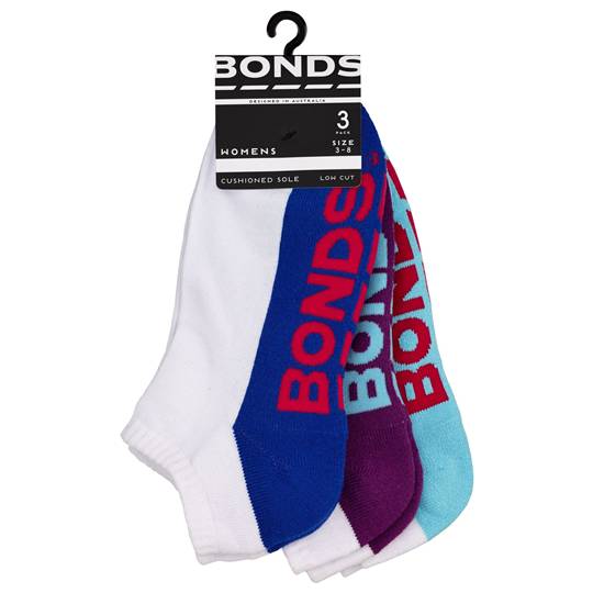 Bonds Womens Socks Logo Low Cut Logo Size 3-8