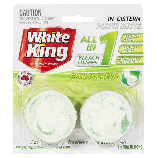 White King 3 In 1 Bleach Toilet Cleaner Block In Cistern Marble Citrus
