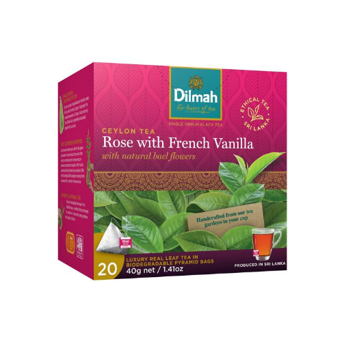 Image of Dilmah REAL LEAF Tea Bags Rose with French Vanilla