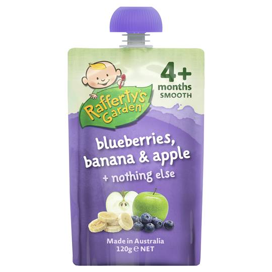 Rafferty's Garden Food 4 Months+ Blueberries, Banana & Apple