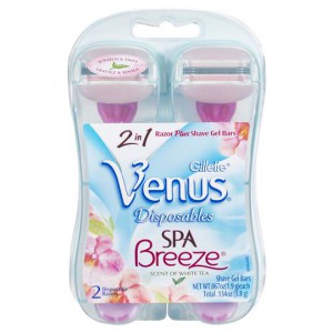 Gillette Venus Spa Breeze 2 In 1 Disposable Razor Plus Shave Gel Bars