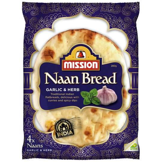 Mission Naan Bread Garlic & Hreb