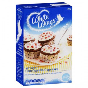 White Wings Cupcake Mix Sweetheart Choc-vanilla