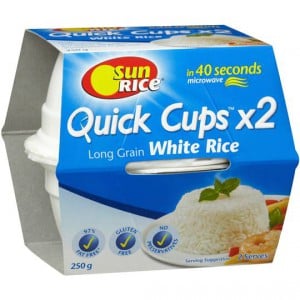 Sunrice Quick Cups Microwave Long Grain White Rice