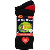 Underworks Mens All Day Cushion Foot Socks Black Size 11 - 13