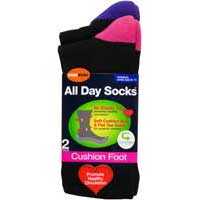 Underworks Womens All Day Cushion Foot Socks Black Size 9-