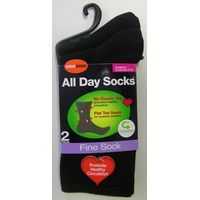 Underworks Womens All Day Fine Socks Black Size 5-8