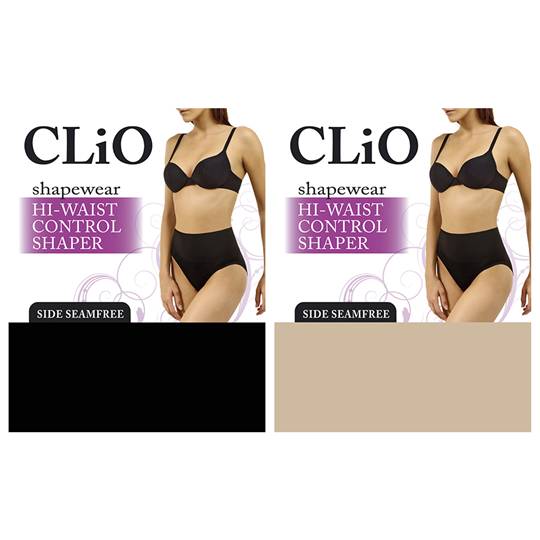 Clio Hi Waist Control Underwear Black & Nude 10-12