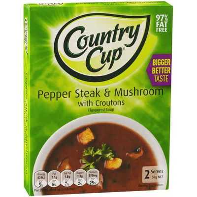 Country Cup Instant Soup Pepper Steak & Mush Croutons