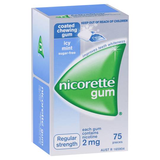 Nicorette Quit Smoking Gum Icy Mint Reg Strength 2mg