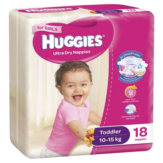 Huggies Nappies Ultra Dry Toddler For Girls