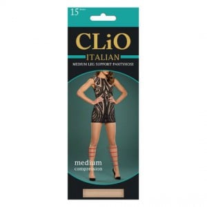 Clio Italian Medium Leg Support Pantyhose 15d Natural Tall