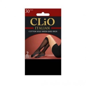 Clio Italian Cotton Sole Knee High Tights Black One Size