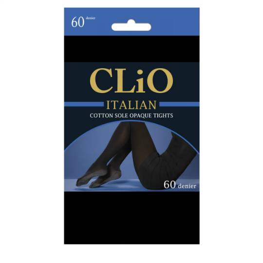 Clio Italian Cotton Sole Opaque Tights 60d Black Tall/xtall