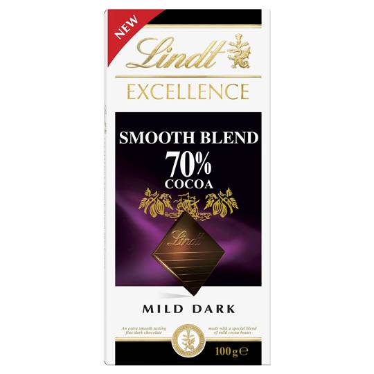 Lindt Excellence Mild Dark Chocolate 70% Cocoa Smooth Blend