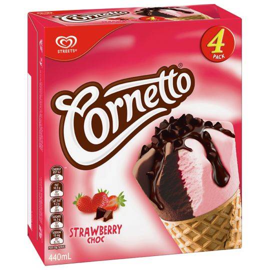 Streets Cornetto Ice Cream Classic Strawberry Choc