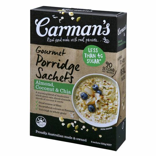 Carmans Almond, Coconut & Chia Gourmet Porridge Sachets