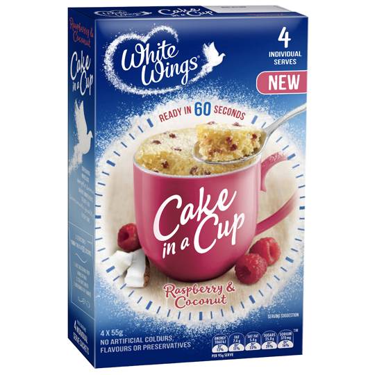 White Wings Cake In A Cup Raspberry & Coconut
