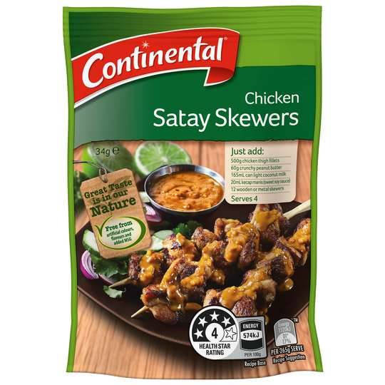 Continental Recipe Base Chicken Satay Skewers