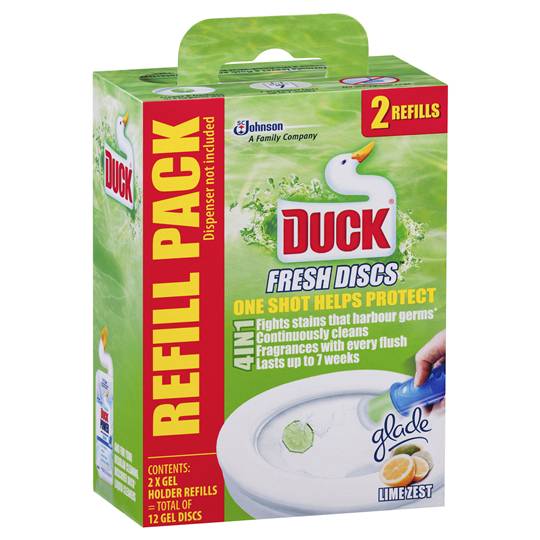 Duck Fresh Toilet Cleaner Discs Under Rim Lime Refill