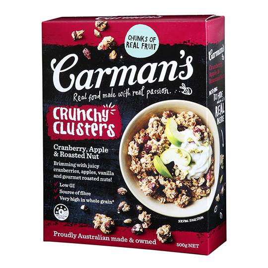 Buy Carman's Crunchy Clusters Cereal Berry 750g