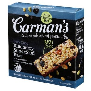 Carman's Dark Choc Blueberry Superfood Bars