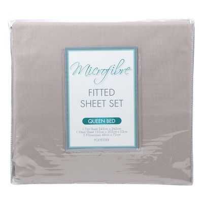 Plain Dyed Fitted Sheet Set Micro Fibre Queen Bed