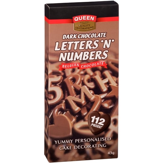 Queen Cake Decoration Letters N Numbers Dark Choc