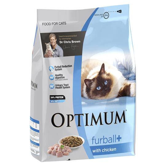Optimum Adult Cat Food Furball With Real Chicken