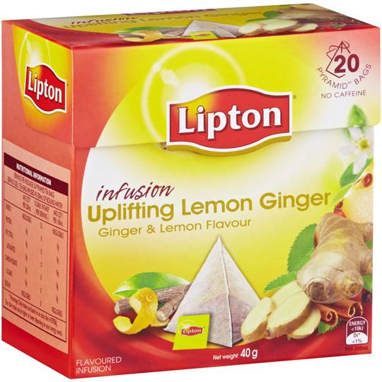 Lipton Herbal Infusion Pyramid Tea Bags Uplifting Lemon Ginger