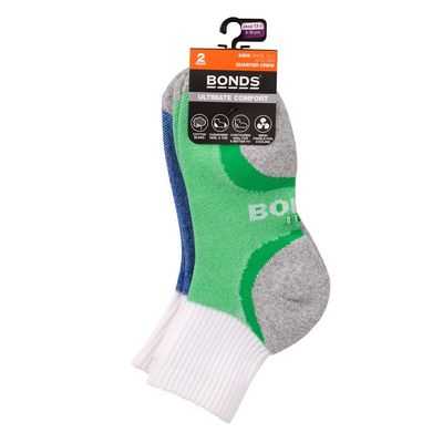 Bonds Kids Socks Ultimate Comfort 1/4 Crew 13+