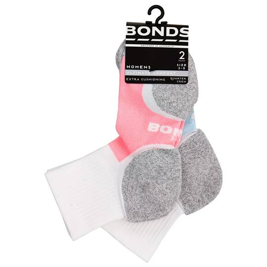 Bonds Ladies Ultimate Comfort Socks 1/4 Crew Size 3 - 8