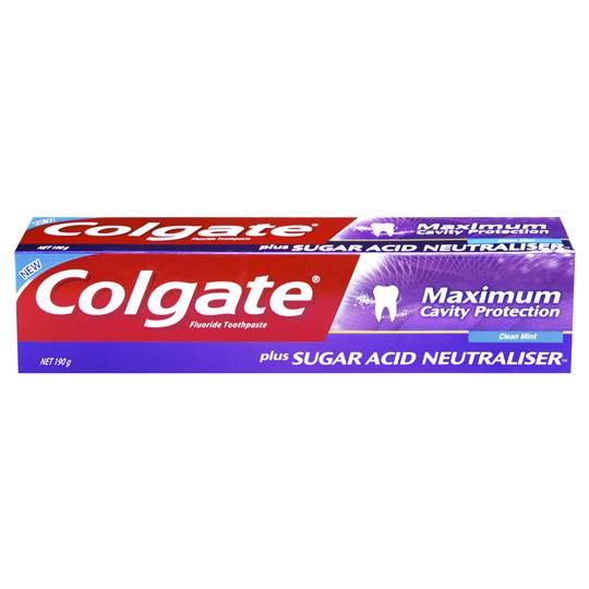 Colgate Max Cavity Protection Toothpaste Sugar Acid Neutrlsr Cool Mint