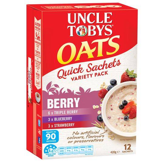 Uncle Tobys Quick Oats Sachets Berry Variety