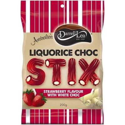 Darrell Lea Licorice Choc Stix Strawberry Choc