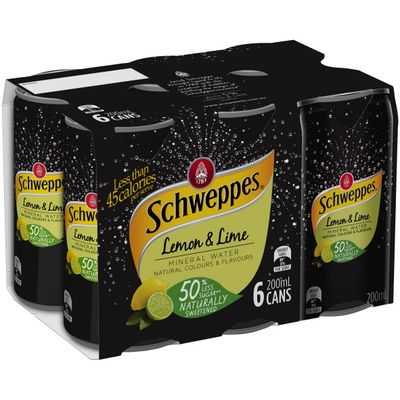 Schweppes Lemon & Lime Mineral Water Cans