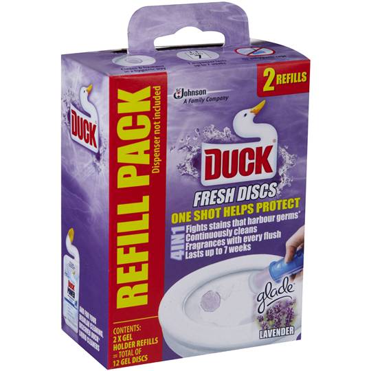 Duck Toilet Fresh Discs Holder & Refills Eucalyptus Lavender 36ml