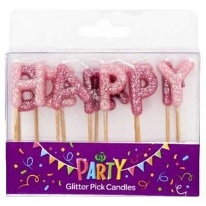 Party Candle Glitter Happy Bday
