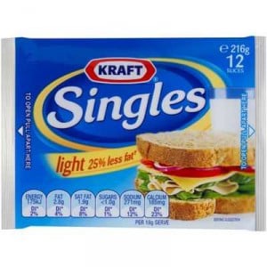 Kraft Cheese Slices Singles Light 25% Less Fat