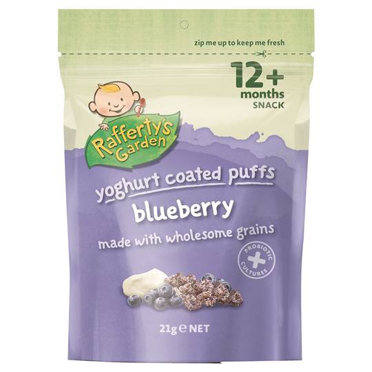 Rafferty's Garden Yoghurt Coated Puffs Blueberry Snack 12 Months+