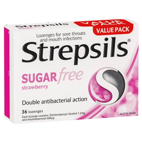 Strepsils Sugar Free Strawberry Lozenges