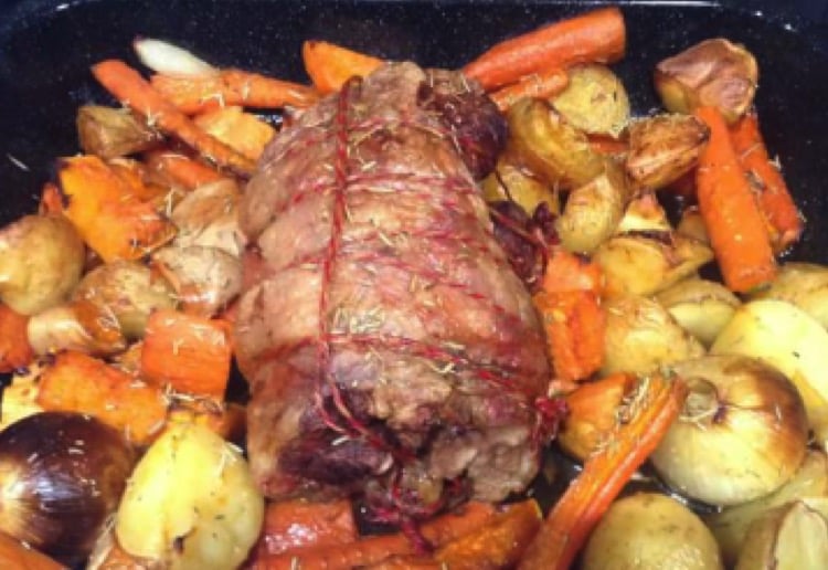 Fragrant roast lamb and winter veggies