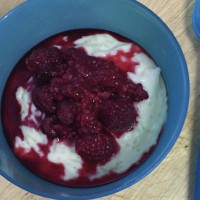 Creamy rice pudding with berries