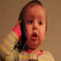 Video: Baby's funny phone call to Dad