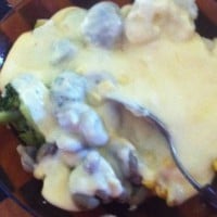 Steamed veggies and cheese sauce